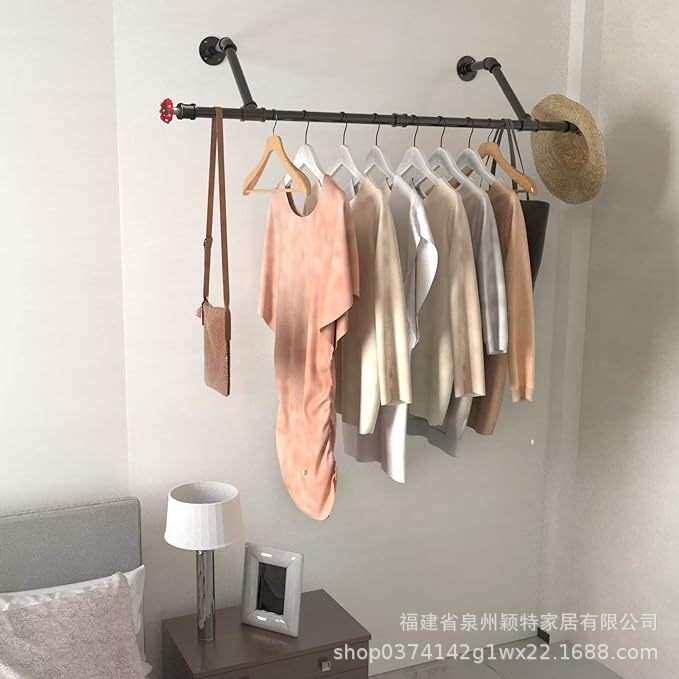 壁挂式衣架挂衣杆工业水管道吊顶壁橱杆壁橱用衣帽架多功能架
