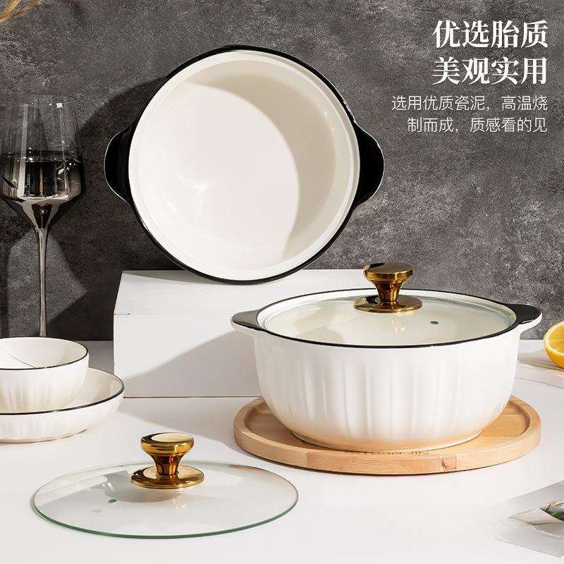 大碗汤碗轻奢创意餐具感乔迁大号带盖碗家用新款汤盆双耳包邮