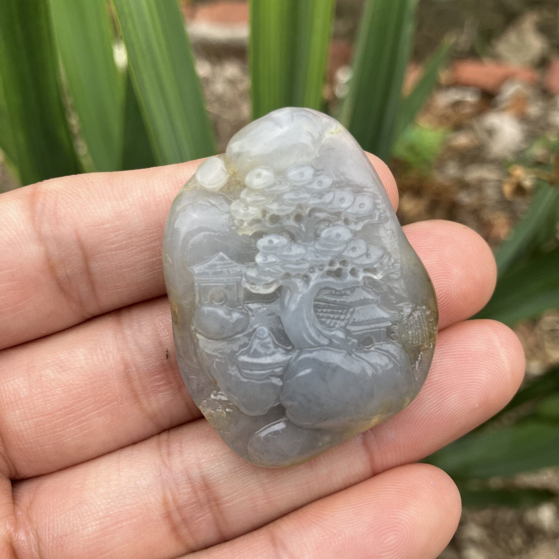 和田玉山水吊坠新疆青花籽料意境山水玉器挂件德信玉器