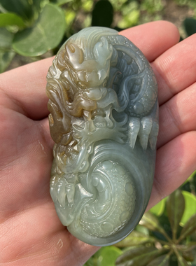 和田玉龙把玩件且末蓝糖料玉器珠宝玉石德信玉器