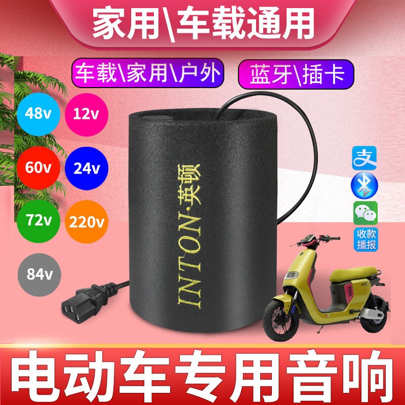 电动车专用蓝牙音响电摩低音炮大托车音量48v60v72v84v三轮车摩