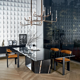 意大利进口正版 Gallotti&Radice 餐桌玻璃 Platium 大理石意式