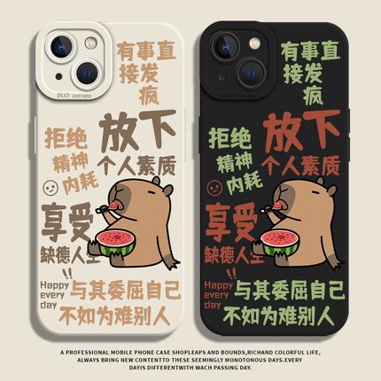 放下个人素质适用小米13pro手机壳17/14/15/12s卡皮巴拉10红米k70至尊11ultra/k80k60水豚k50k40k90硅胶note9