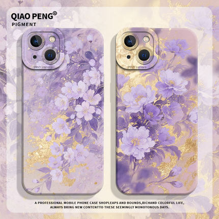 紫色花朵适用小米13手机壳15新款17/14pro国风12新中式11妈妈红米k80k70k60k50k40k90老年人turbo4/note10女9