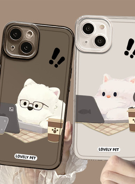 打工猫咪西高地适用小米13pro手机壳15情侣14高级12透明17max红米k80k90k70k60k50k40新款note11/10/9/turbo4