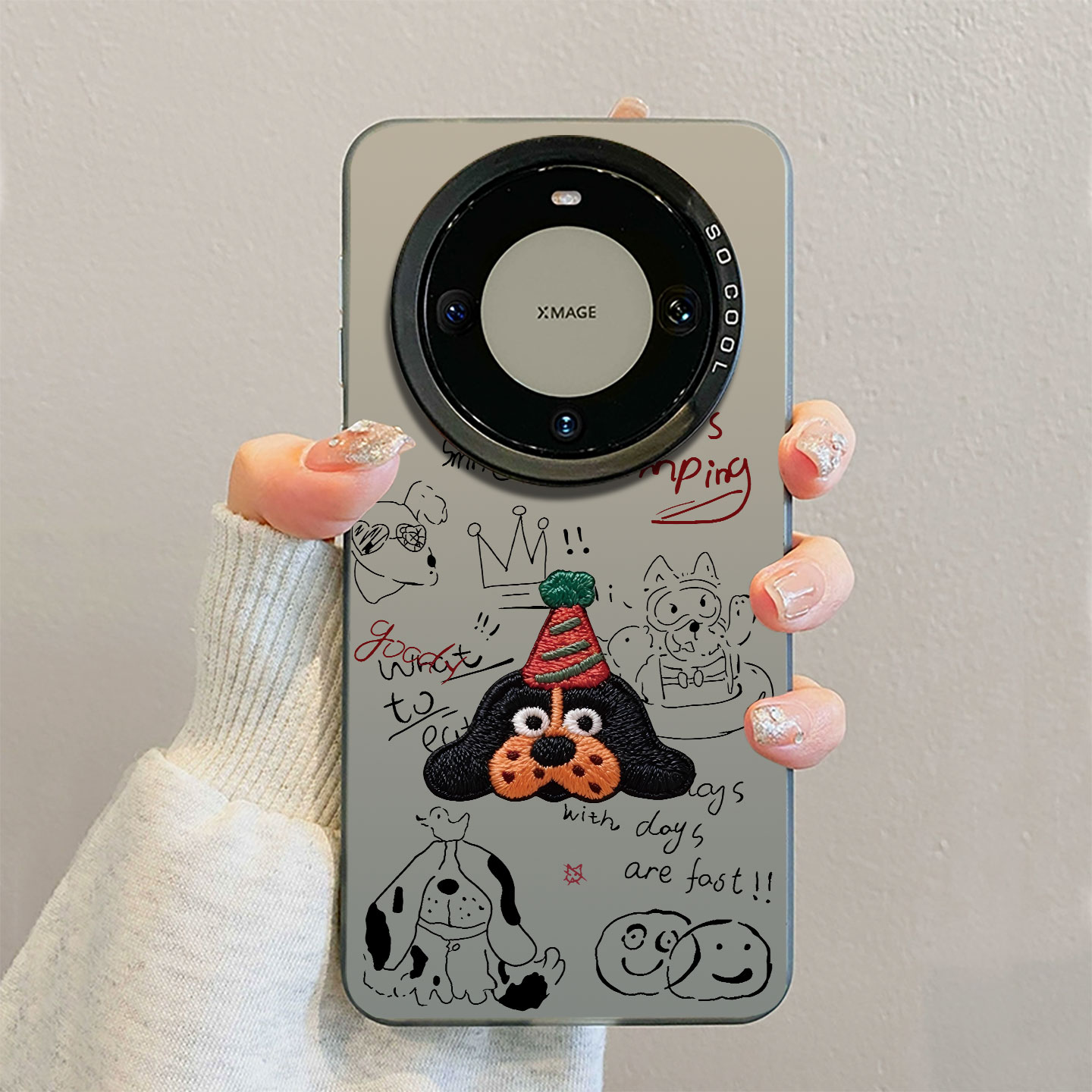 适用华为系列手机壳圣诞帽小狗