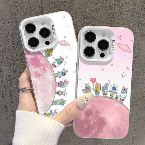 适用苹果手机壳粉色星球