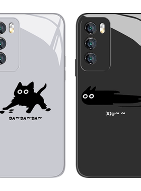 适用黑猫手机壳一加玻璃