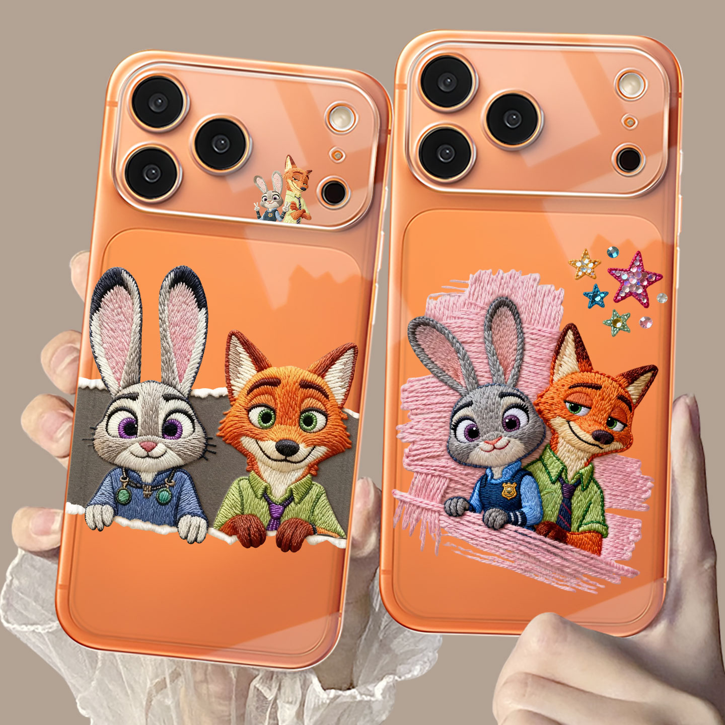 适用苹果系列手机壳刺绣尼克朱迪