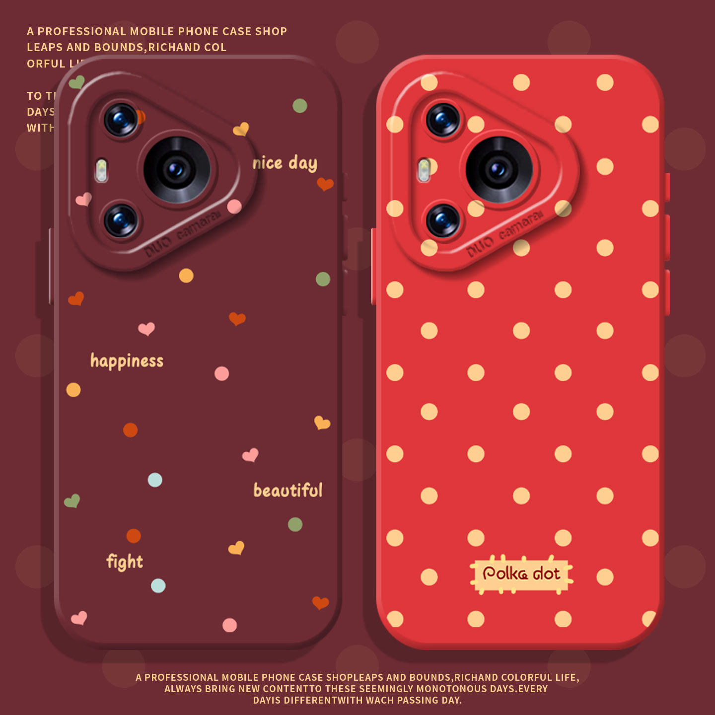 适用荣耀手机壳新年红波点挂绳