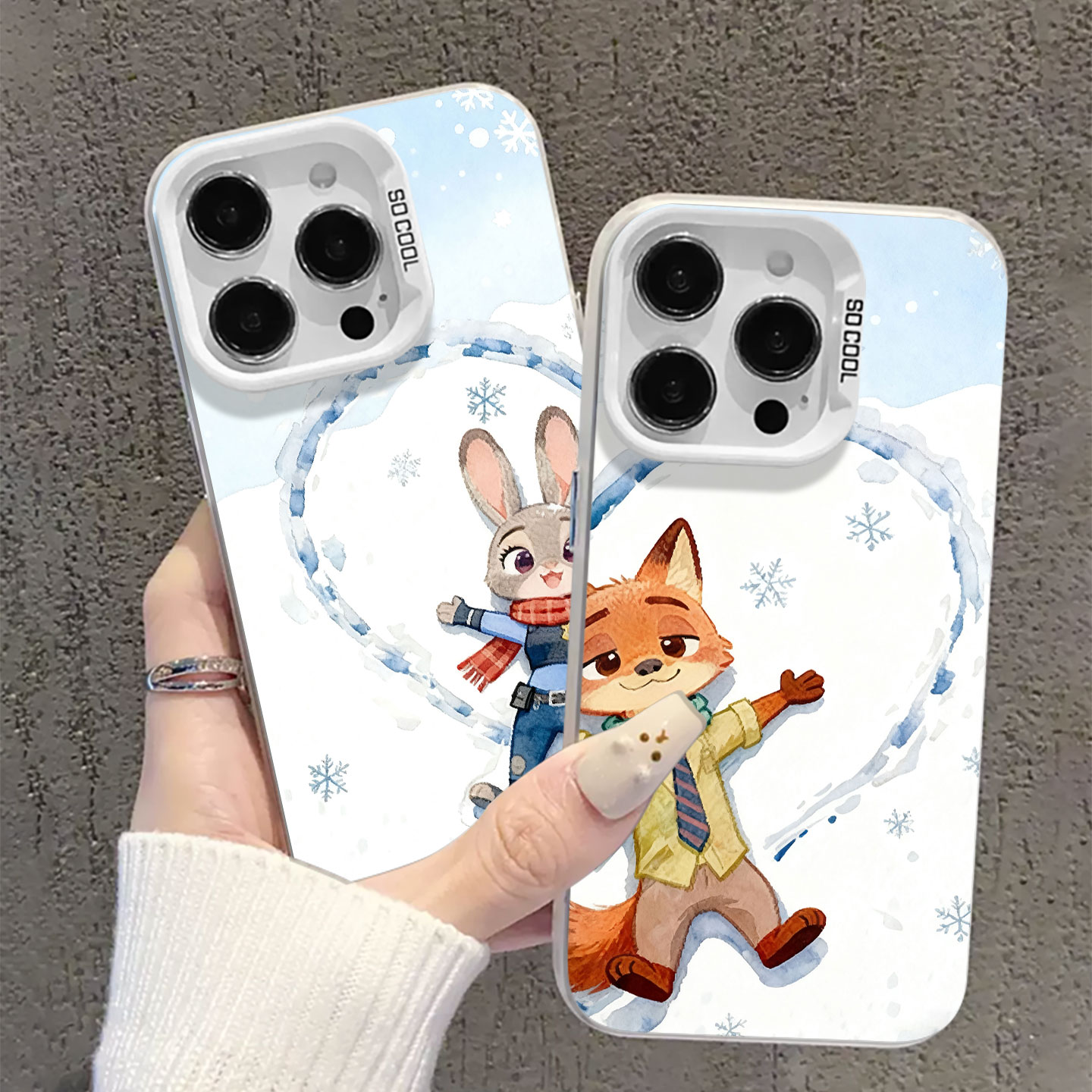 适用iqoo手机壳雪地爱心朱迪尼克