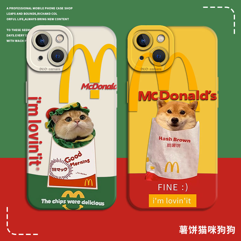 适用麦门m记猫咪狗狗手机壳oppo