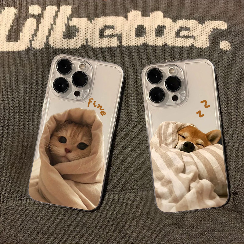 适用苹果手机壳被窝猫咪小狗