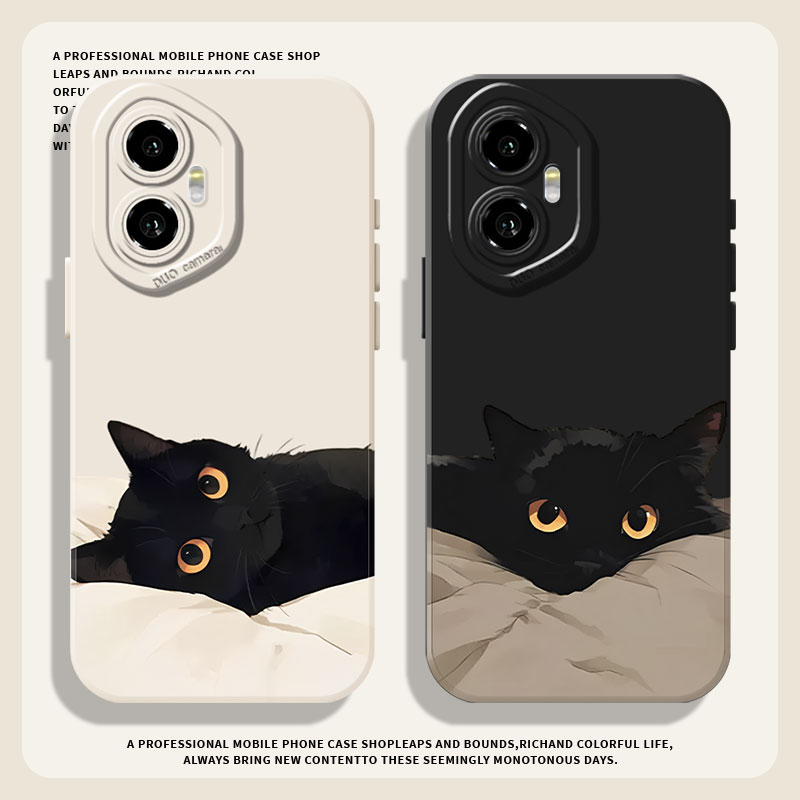 适用荣耀系列手机壳硅胶慵懒黑猫