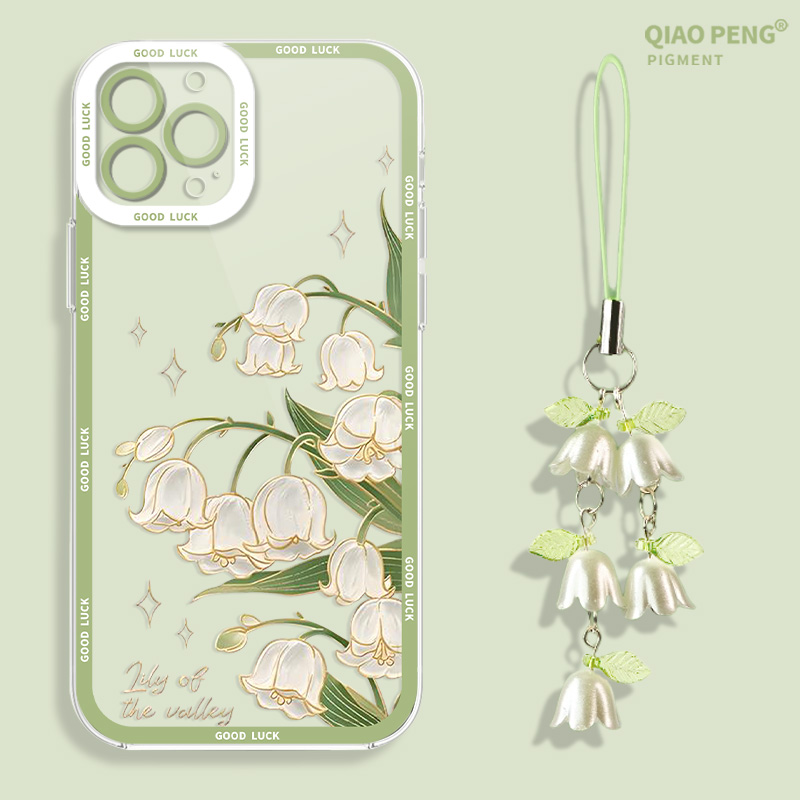 适用vivo手机壳铃兰花挂绳