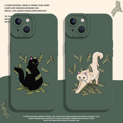 适用小米红米手机壳招财黑白猫咪