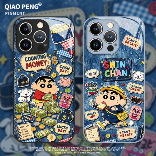适用iqoo手机壳数钱蜡笔小新