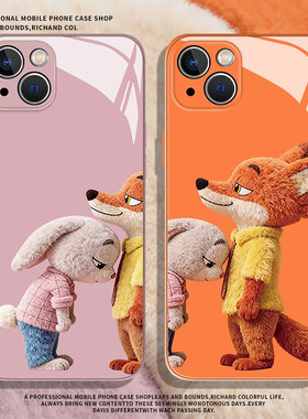 抱抱尼克朱迪适用苹果17手机壳16疯狂动物城iPhone15promax情侣13新款12mini狐狸11兔子14plus橙色x玻璃xr/xs