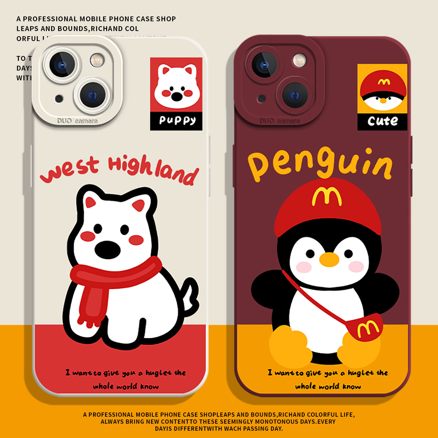 适用苹果手机壳围巾企鹅西高地