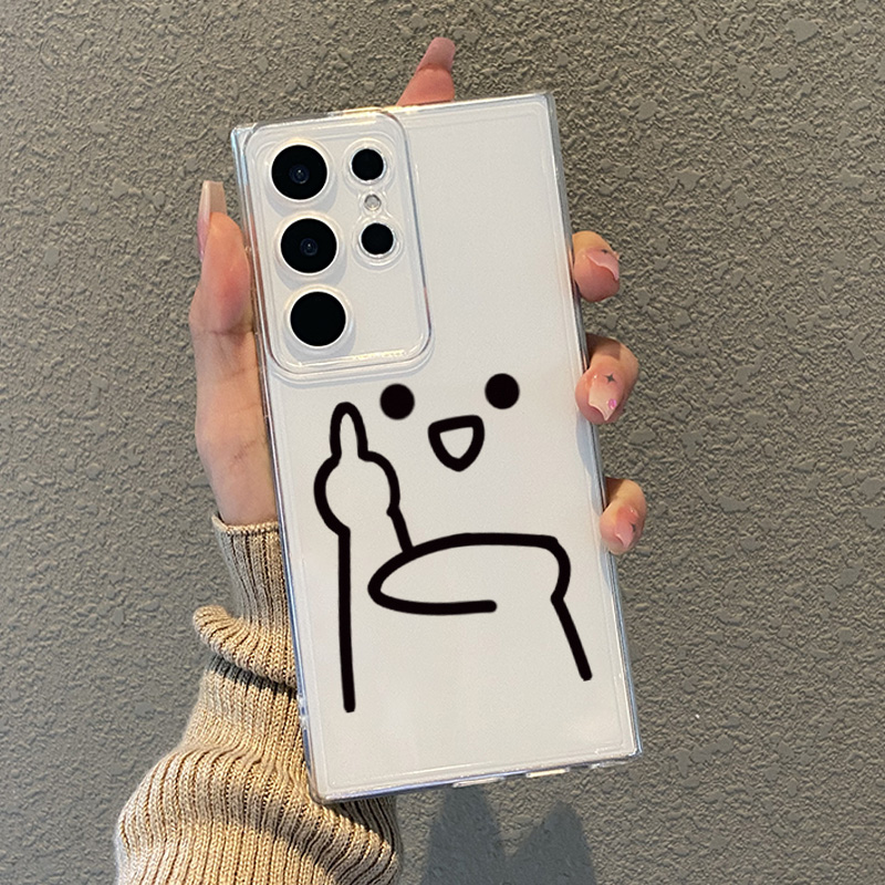 适用大中指手机壳三星透明