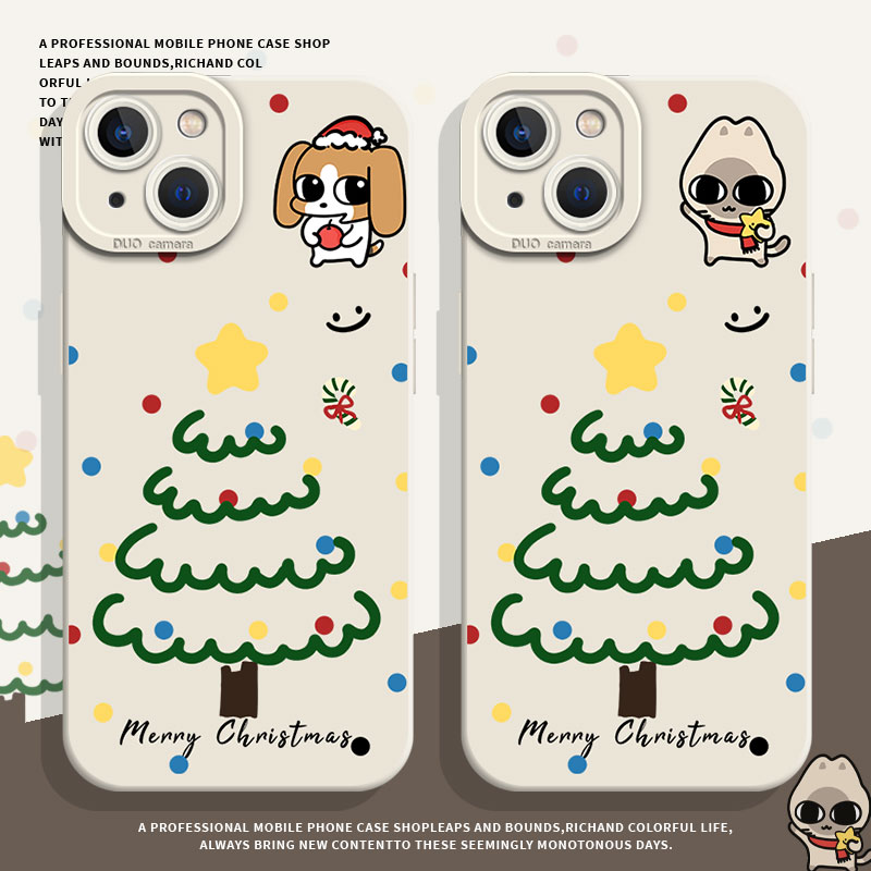 适用iqoo一加手机壳圣诞树比格