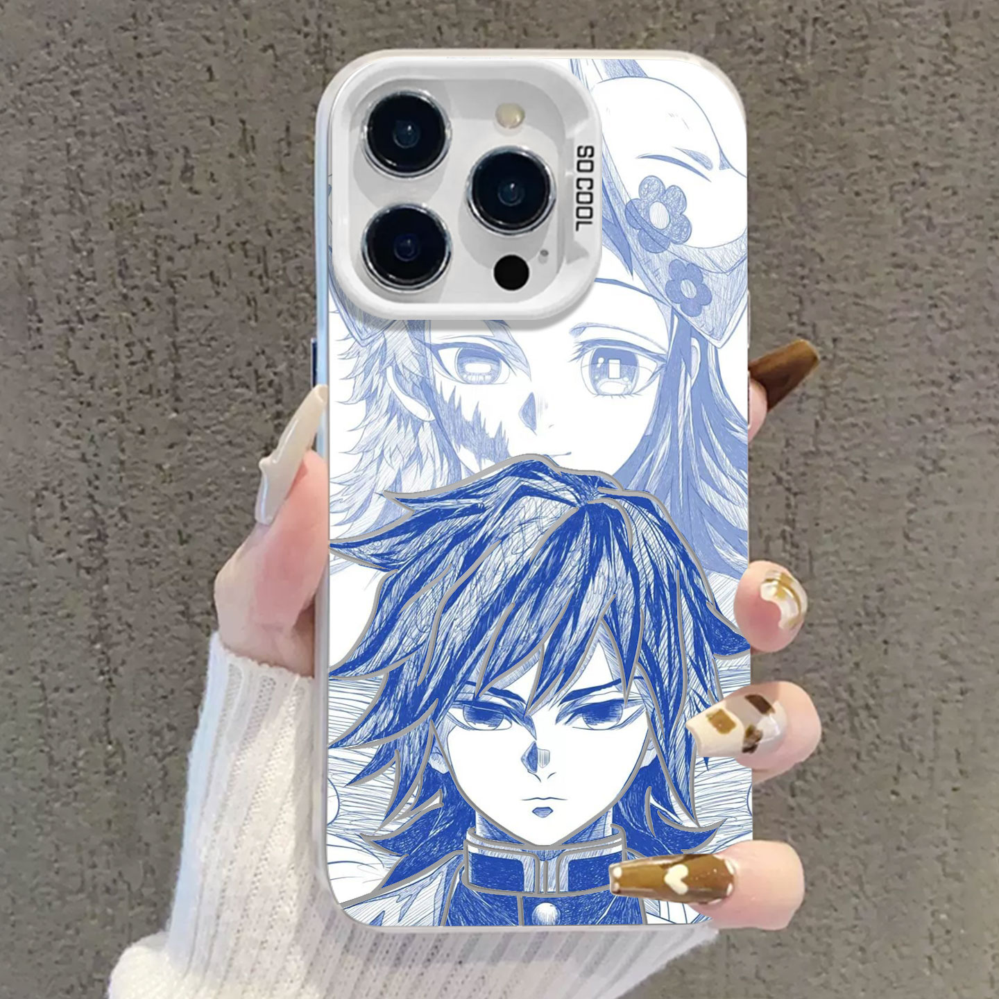 适用苹果手机壳素描富冈义勇