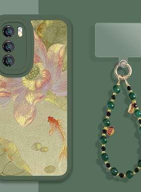 带挂绳荷花锦鲤适用小米17pro手机壳12s新款13国风11ultra/15红米note14妈妈k80k70k60k50k40k90羊皮10/turbo