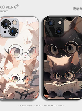 适用iqoo12手机壳neo8新款15/10pro/9黑色小猫一加ace2男13套3v玻璃11猫咪z9turbo+可爱7竞速6情侣爱酷5/vivo