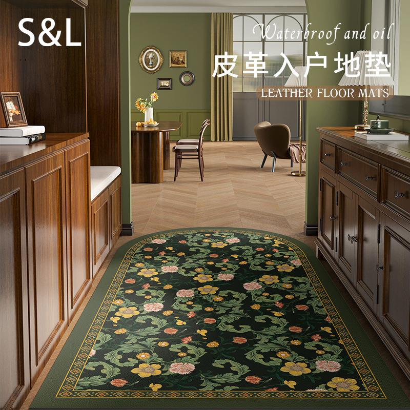 复古风轻奢入户地垫防水防滑免洗一擦净拱形脚垫子家用玄关门垫