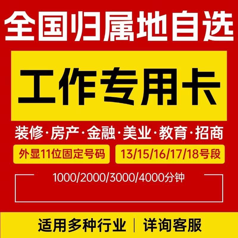 自选归属地企业工作专用卡语音卡通话王纯打电话金融房产教育通用