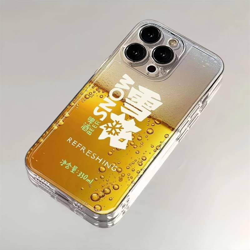 雪花啤酒新款透明手机壳适用于华为小米荣耀OPPOvivo苹果16