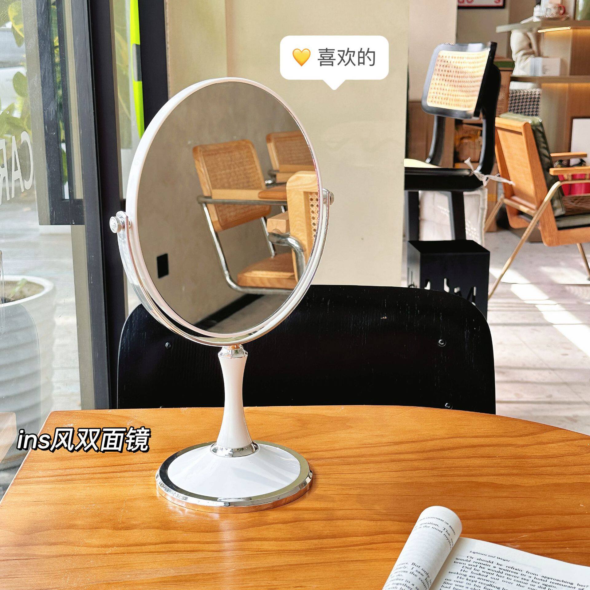 小礼物欧式360度旋转6寸台式放大镜子桌面3倍公主梳妆镜双面化妆