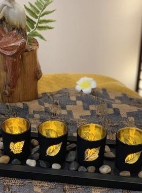 美容床上摆件摆件装饰美容床装饰摆件组合香薰炉带托盘装饰小摆件