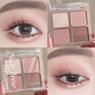 轻截断温柔冷清妆~五色眼影盘大地色低饱和度全哑光素颜粉棕藕色