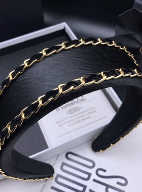 黑色海绵高颅顶发卡发箍女轻奢时尚高定发捆头饰宽边压发洗脸头箍