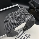 复古新款 格子发卡发箍女高颅顶显脸小时尚 头饰宽边压发洗脸头箍