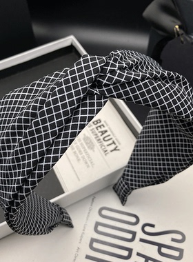 高定格子轻奢发卡发箍女时尚新款高颅顶发捆头饰宽边压发洗脸头箍