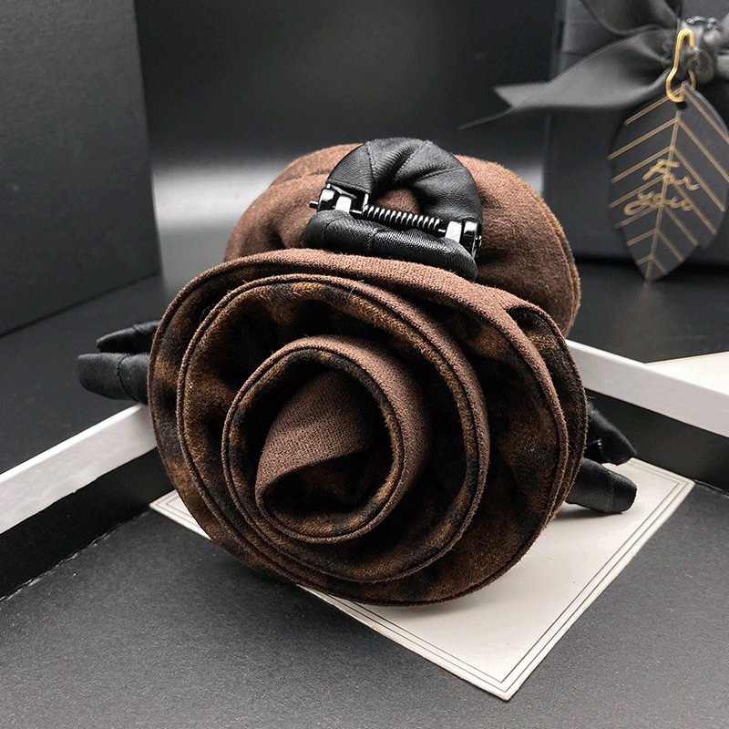 美拉德风咖色玫瑰发卡发夹女后脑勺大号成人时尚抓夹日常盘发头饰