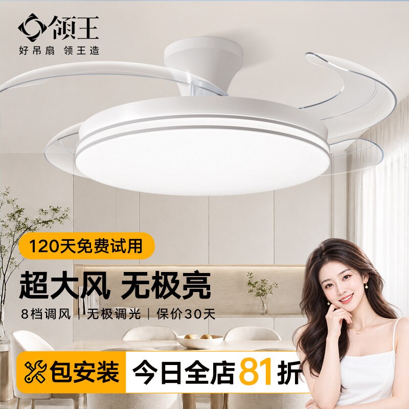 领王满天星空风扇灯吸顶隐形吊灯