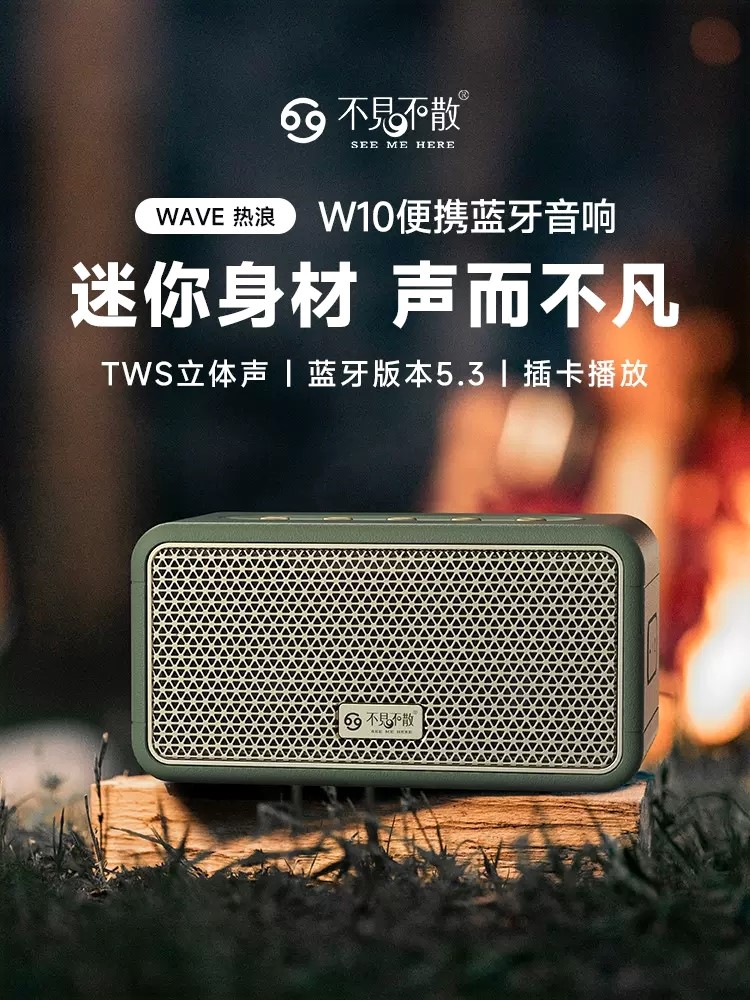 不见不散W10蓝牙音响低音炮家用叭便携式户外小型音箱大音量双喇