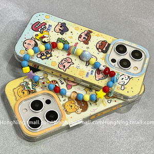 可爱超萌维尼熊蜡笔小新适用苹果16ProMax手机壳带链条男iPhone13新款小众14PRO防摔15硅胶11女款12情侣全包