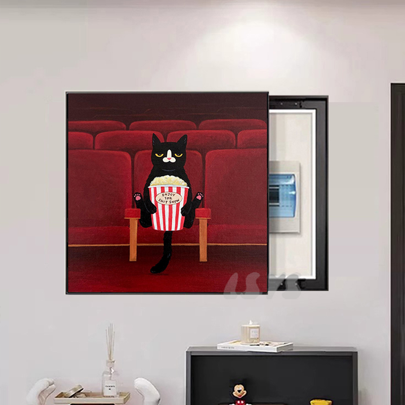 ins可爱猫猫电表箱装饰画儿童房卡通动物客厅开关盖总闸电箱遮挡图片