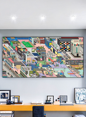 未来城市彼得贾德森潮流版画现代简约客厅装饰画沙发背景抽象挂画