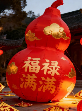 新年春节红色充气葫芦气模户外装饰道具商场新年活动福禄满满主题