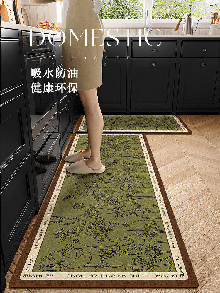 厨房地垫硅藻泥2025新款专用脚垫耐脏家用地毯防滑防油可擦免洗,居家布艺,家用脚垫,淘宝优惠券,粉丝福利购,淘宝优惠卷