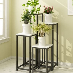 阳台玄关铁艺木质花架子落地两层室内客厅组合花台绿萝吊篮置物架