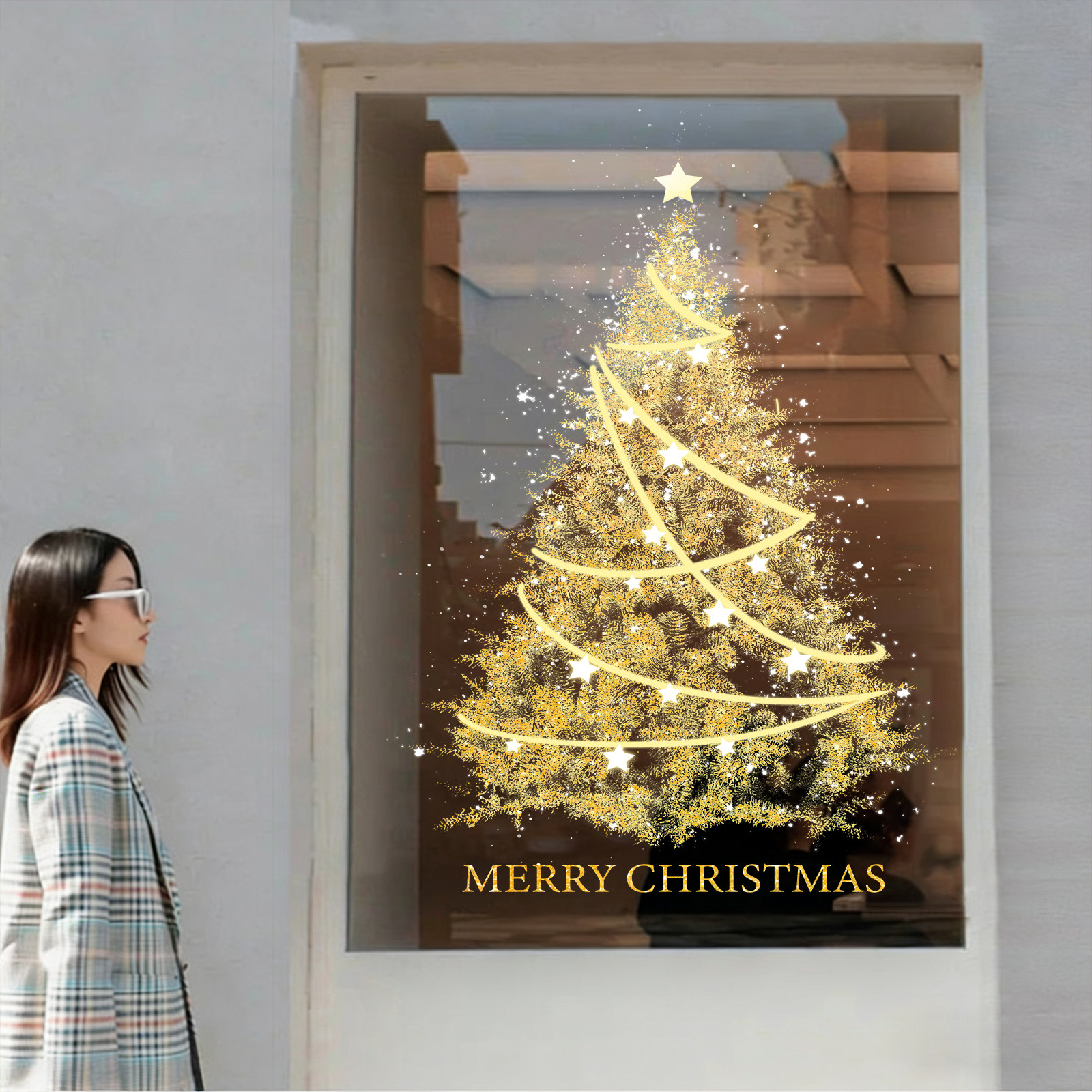 圣诞节装饰玻璃贴纸氛围神器