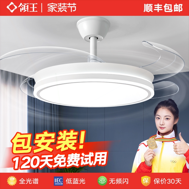 领王风扇灯2025新款吊扇吸顶隐形体吊灯家用客厅餐厅卧室带电扇一