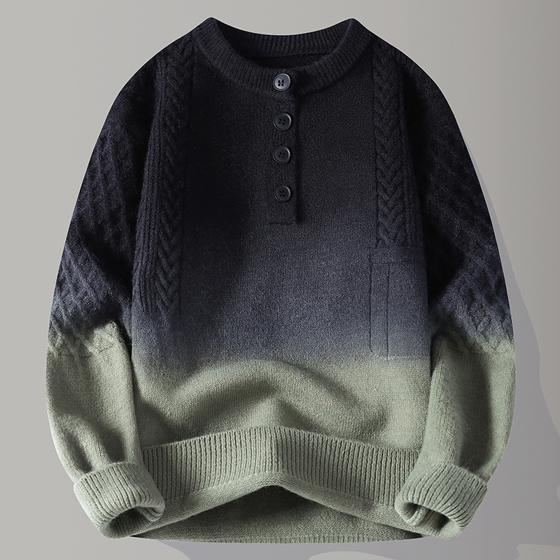 秋冬季新款毛衣男款渐变色打底针织衫加厚内搭上衣保暖毛线1204n