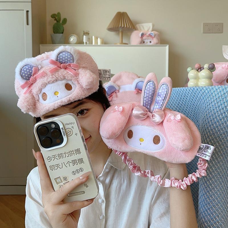 冬季可爱粉色少女心毛绒遮光眼罩女生旅行卡通睡眠办公室午睡眼罩